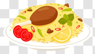 Thai Food - Delicious Chicken Biryani With Fresh Garnish Transparent PNG