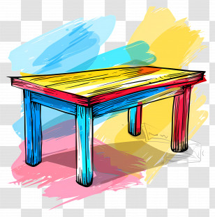 Table - Colorful Wooden Table Illustration Transparent PNG
