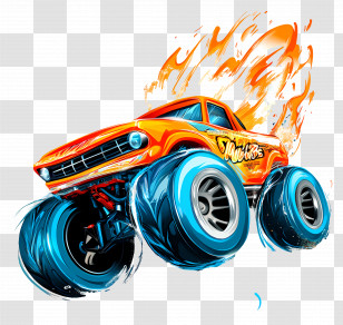 Hot Wheels - Flaming Monster Truck Transparent PNG