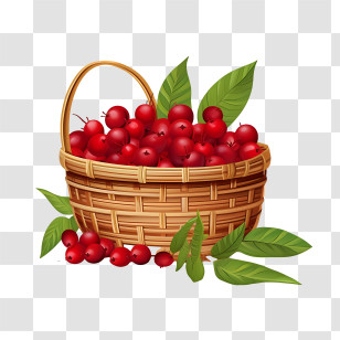 Cranberries - Basket Of Fresh Cranberries Transparent PNG