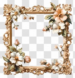 Floral Vintage Frame - Ornate Floral Frame Illustration Transparent PNG
