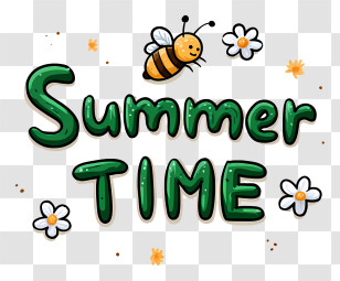 Minimalist Summer Word Logo - Summer TIME Lettering With Bee Transparent PNG