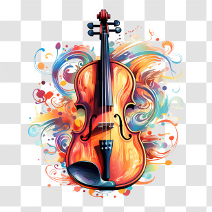 Violin Day - Vibrant Violin With Artistic Background Transparent PNG