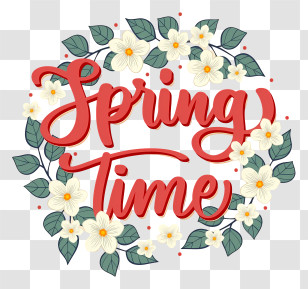 Floral Design - Springtime Wreath Of Flowers And Leaves Transparent PNG