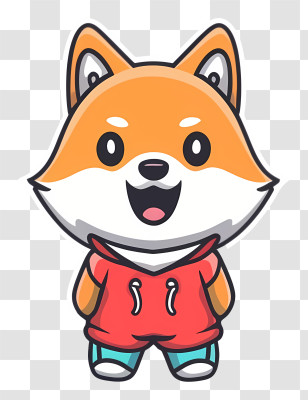 Cartoon Dog - Cute Fox In Red Hoodie Transparent PNG