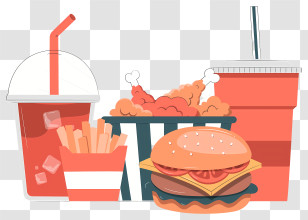 Fast Food - Fast Food Combo With Drinks And Fries Transparent PNG