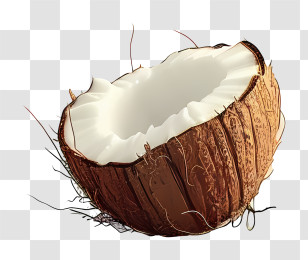 Coconut - Half Coconut Shell With Pulp Transparent PNG
