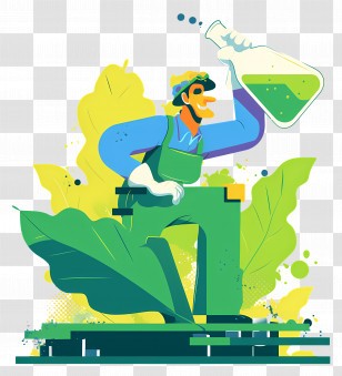 Organic Farmer Scientist - Innovative Scientist With Flask Transparent PNG