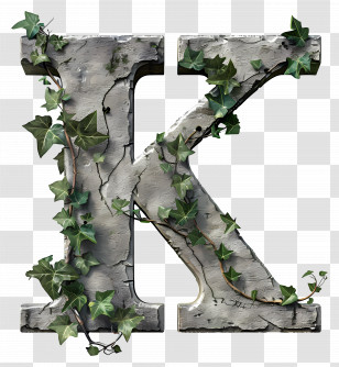 Letter K - Ivy-Covered Stone Letter K Design Transparent PNG