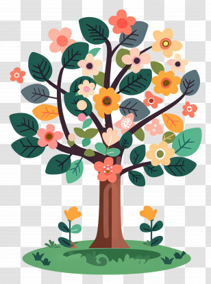 Cartoon Tree - Spring Flowering Tree Illustration Transparent PNG