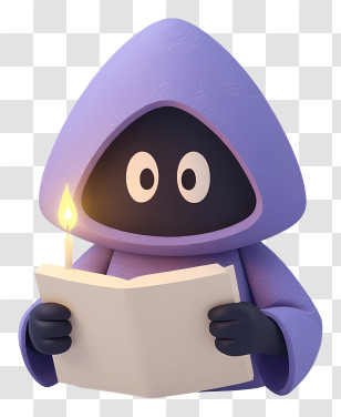 Mysterious Hooded Figure - Purple Hooded Reader With Candle Transparent PNG