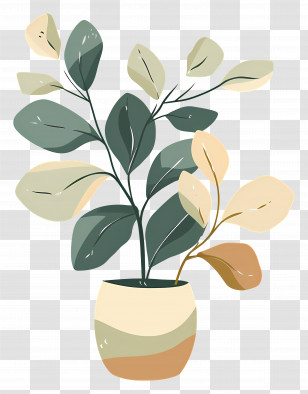 Wavy Houseplant - Illustrative Decorative Potted Plant Transparent PNG