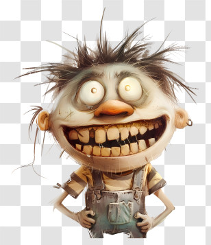 Lets Laugh Day - Crazy Cartoon Character With Big Smile Transparent PNG