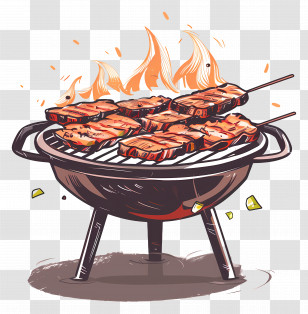 Barbecue - Grill With Meat Skewers Transparent PNG
