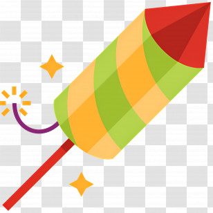 Fireworks Rocket - Green And Orange Rocket For New Year Celebration Transparent PNG