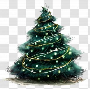 Christmas Tree - Green Christmas Tree With Lights Transparent PNG