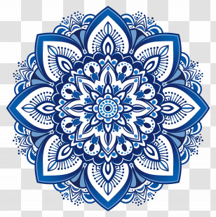 Mandala Pattern - Blue Mandala Pattern - Circular Floral Design Transparent PNG