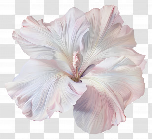 Pastel Flower - White Hibiscus Flower With Delicate Petals Transparent PNG