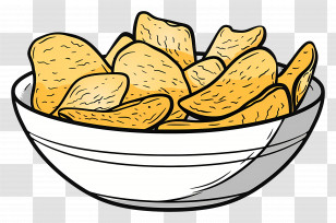 Chips Bowl - Illustrated Bowl Of Potato Chips Transparent PNG