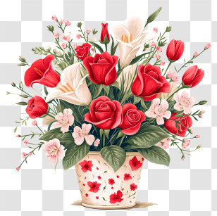 Flower Delivery - Elegant Flower Bouquet With Roses And Lilies Transparent PNG