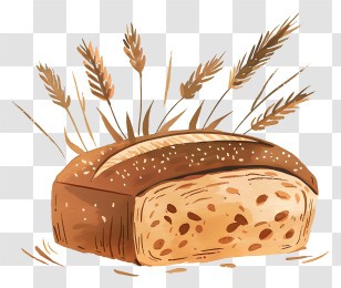 Lammas Loaf - Loaf Of Bread With Wheat Illustration Transparent PNG
