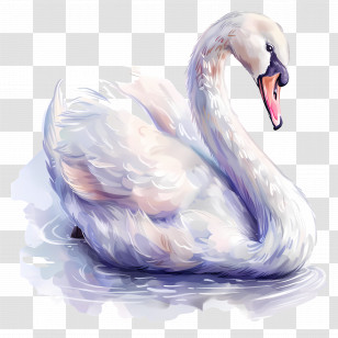 Cute Swan - Graceful White Swan On Water Transparent PNG