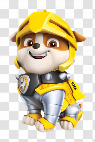 Paw Patrol - Yellow Armored Cartoon Dog Transparent PNG