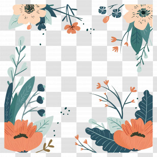 Flower Frame - Decorative Floral Frame Illustration Transparent PNG