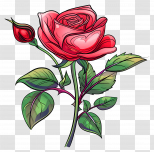 Red Rose Flower - Red Rose Flower Illustration Transparent PNG