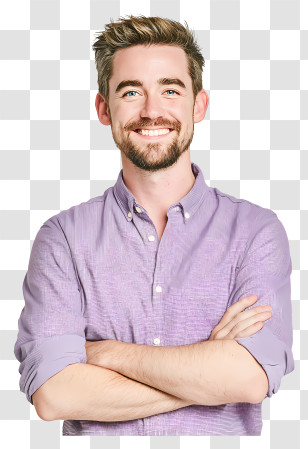 Businessman With Crossed Arms - Man In Lilac Shirt Portrait Transparent PNG