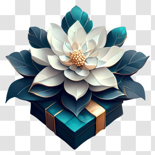 Anniversary Flower Art - Elegant Gift Box With Decorative Flower Transparent PNG