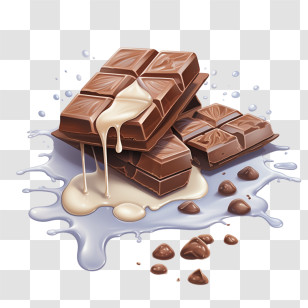 Milk Chocolate - Stacked Chocolate Bars With Milk Drizzle Transparent PNG