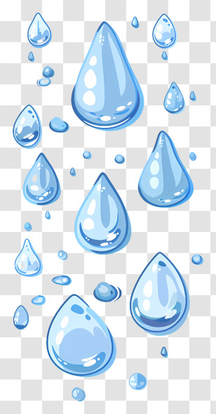Water Drops - Cartoon Blue Water Droplets Illustration Transparent PNG