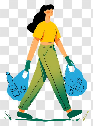 Woman Carrying Plastic Bag - Woman Recycling With Bags Transparent PNG