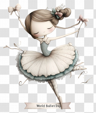 World Ballet Day - Graceful Ballet Dancer Illustration Transparent PNG
