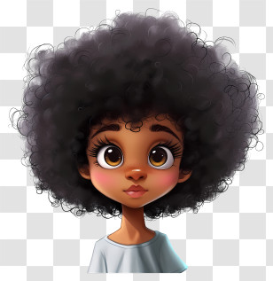 Black History Month - Cute Cartoon Girl With Curly Hair Transparent PNG