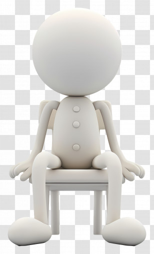 Stick Figure Sitting - White Minimalist Stick Figure Sitting On Chair Transparent PNG