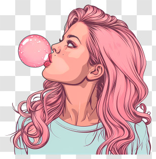 Bubble Gum Day - Girl Blowing Bubble Gum Transparent PNG
