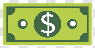 Dollar Sign - Green Dollar Bill Cartoon Illustration Transparent PNG