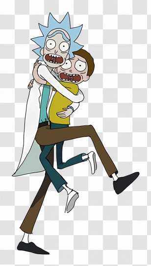 Rick And Morty - Cartoon Characters In A Hug Transparent PNG