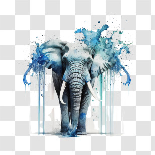 Abstract Elephant
 - Watercolor Elephant With Blue Splashes Transparent PNG