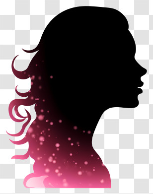 Realistic Women Side Face Silhouette - Silhouette Of A Woman With Pink Effects Transparent PNG