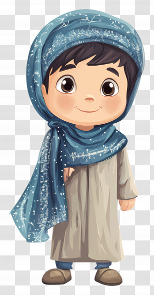 Muslim Boy - Cute Child In Blue Scarf Transparent PNG