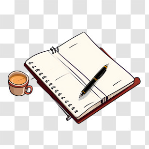 Dear Diary Day - Notebook And Pen With A Coffee Cup Illustration Transparent PNG
