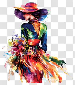 Spring Fashion - Colorful Woman In Fashionable Dress Transparent PNG