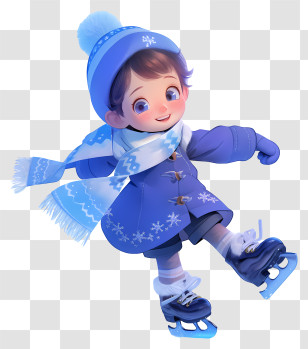 3d Cartoon Ice Skating Girl - Ice Skating Child In Winter Clothes Transparent PNG