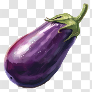Eggplant Emoji - Realistic Purple Eggplant Botanical Illustration Transparent PNG