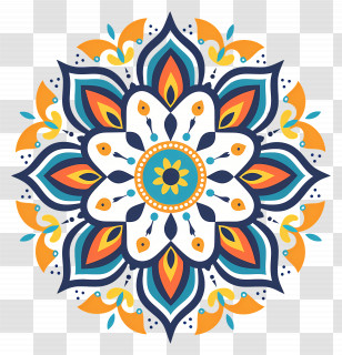 Simple Mandala - Colorful Rangoli Design For Festive Decoration Transparent PNG