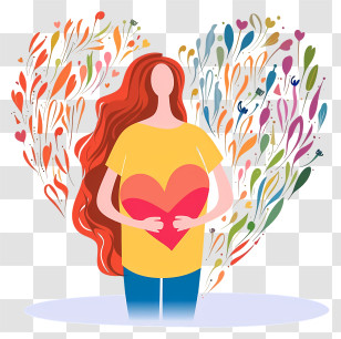 People With Love Heart Icon - Woman Holding Heart With Colorful Background Transparent PNG