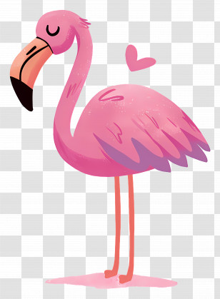 Pink Flamingo - Pink Flamingo Doodle With Heart Transparent PNG